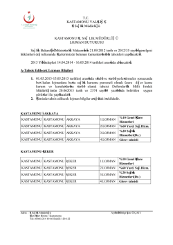 T.C. KASTAMONU VALİLİĞİ İl Sağlık M&uuml;d&uuml;rl&uuml;ğ&uuml; KASTAMONU İL