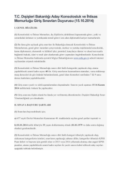 T.C. Dışişleri Bakanlığı Aday Konsolosluk ve İhtisas Memurluğu Giriş