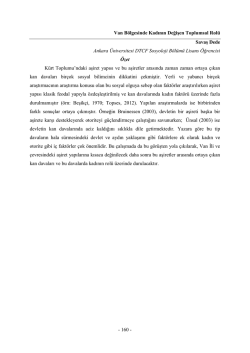 Van Bölgesinde Kadının Değişen Toplumsal Rolü