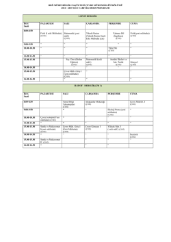 2015 G&Uuml;Z YARIYILI DERS PROGRAMI I.SINIF DERSLİK Ders