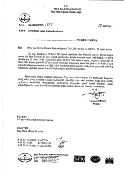İl&ccedil;e Milli Eğitim M&uuml;d&uuml;rl&uuml;ğ&uuml; Yazısı