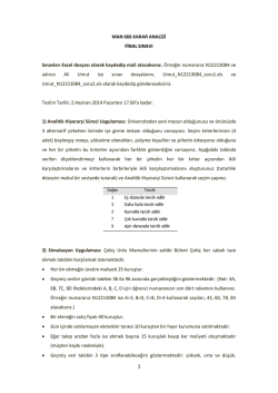 MAN 666 KARAR ANALİZİ FİNAL SINAVI Sınavları Excel dosyası