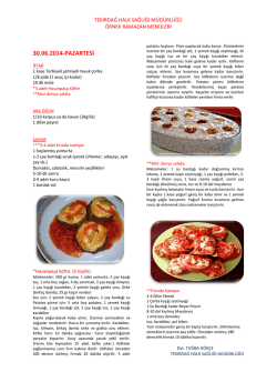 30.06.2014-PAZARTESİ - Tekirdağ Halk Sağlığı M&uuml;d&uuml;rl&uuml;ğ&uuml;