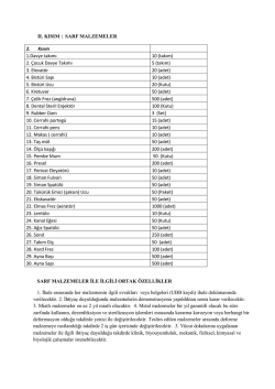 Kısım:2 Sarf Malzemeleri