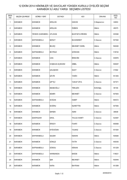 karab&uuml;k ili adli yargı se&ccedil;men listesi 12 ekim 2014 h&acirc;kimler ve