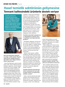 Hasel temizlik sekt&ouml;r&uuml;n&uuml;n gelişmesine Tennant kalitesindeki