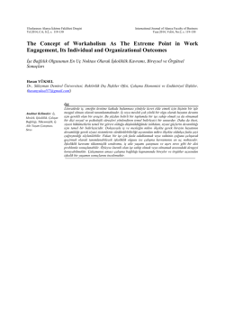 The Concept of Workaholism As The Extreme Point in Work