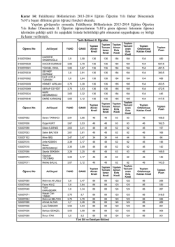 Karar 14: Fak&uuml;ltemiz B&ouml;l&uuml;mlerinin 2013
