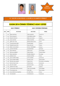 kasım 2014 örnek öğrenci aday listesi