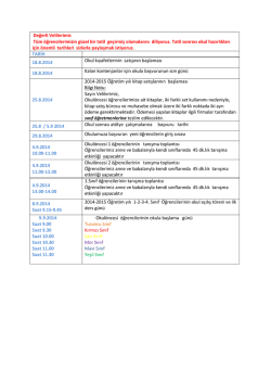 Değerli Velilerimiz T&uuml;m &ouml;ğrencilerimizin g&uuml;zel bir tatil ge&ccedil;irmiş