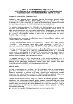 Sermaye Artışından Elde Edilen Fonun Kullanım Yeri Raporu