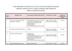 Sevgi Evi ve Erkek Yetiştirme Yurdu Kamu Hizmet Standartları Tablosu