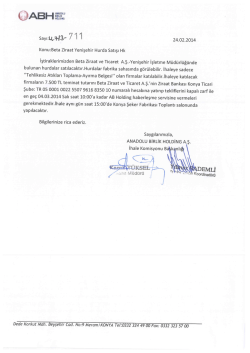 İştiraklerimizden Beta Ziraat ve Ticaret A.Ş.-Yenişehir