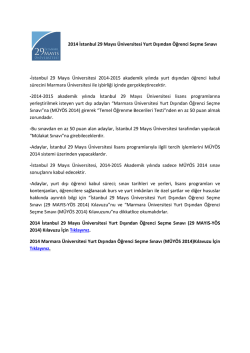 2014 İstanbul 29 Mayıs &Uuml;niversitesi Yurt Dışından &Ouml;ğrenci Se&ccedil;me