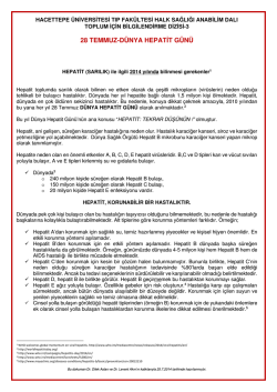 28 TEMMUZ-D&Uuml;NYA HEPATİT G&Uuml;N&Uuml; - Hacettepe &Uuml;niversitesi Tıp