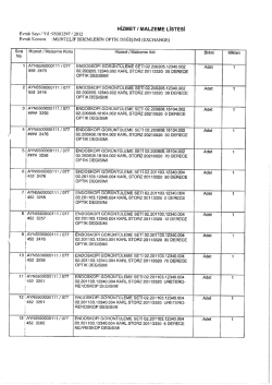 HİZMET ı MALZEME LİSTESİ