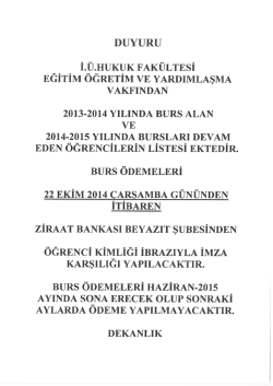 DUYURU - İstanbul &Uuml;niversitesi | Hukuk Fak&uuml;ltesi