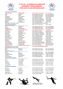 27 EYL&Uuml;L - 02 EKİM 2014 TARİHLERİ ARASINDA