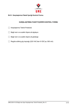 Ek B Karşılaştırma Paketi İ&ccedil;eriği Kontrol Formu KARŞILAŞTIRMA