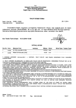 TEKLİF isTEME FORMU - Eskişehir Osmangazi &Uuml;niversitesi Hastanesi