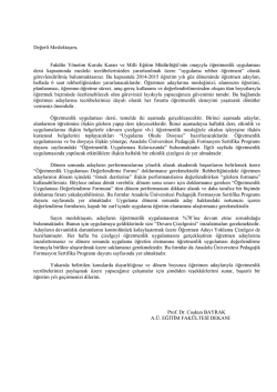 Değerli Meslektaşım, Fak&uuml;lte Y&ouml;netim Kurulu Kararı ve Milli Eğitim