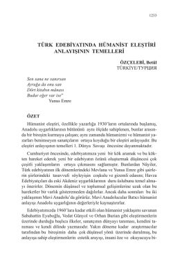 &Ouml;Z&Ccedil;ELEBİ, Bet&uuml;l-T&Uuml;RK EDEBİYATINDA H&Uuml;MANİST