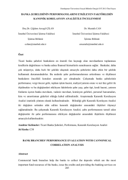 285 BANKA ŞUBELERİNİN PERFORMANSLARINI ETKİLEYEN