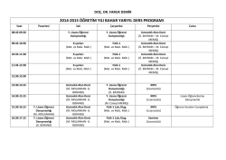 2014-2015 eğitim &ouml;ğretim yılı g&uuml;z d&ouml;nemi haftalık ders programı