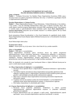 Acıbadem &Uuml;niversitesi Tıp Fak&uuml;ltesi &Ouml;l&ccedil;me Değerlendirme Kurulu