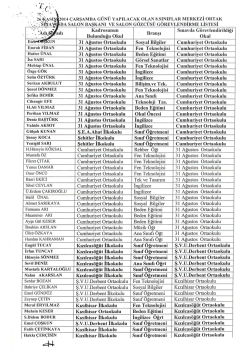 26 Kasım Çarşamba Görevli Salon Başkanı ve Salon Gözcüsü