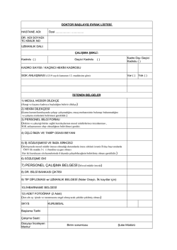 Hekim Başlayışı İ&ccedil;in İstenecek Belgeler