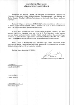 ESKI H&Uuml;K&Uuml;ML&Uuml; İŞ&Ccedil;İ ALIMI M&Uuml;LAKAT SINAVI SONUCU İLANI