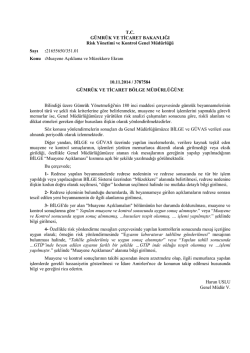 Muayene ve kontrol sonu&ccedil;larının takibi a&ccedil;ısından m&uuml;zekkerelerin