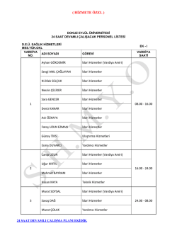 SHMYO.24 Saat Çalışma Pers.Listesi