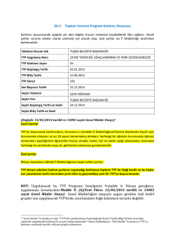 EK-1: Toplum Yararına Program Katılımcı Duyurusu NOT