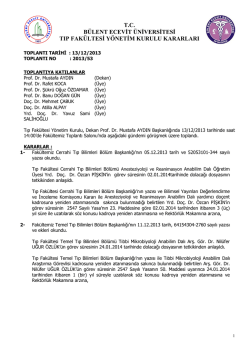 13/12/2013 Tıp Fak&uuml;ltesi Y&ouml;netim Kurulu Kararı