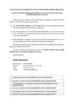 kamu hastaneleri birliği genel sekreterliklerinin dikkatine kamu