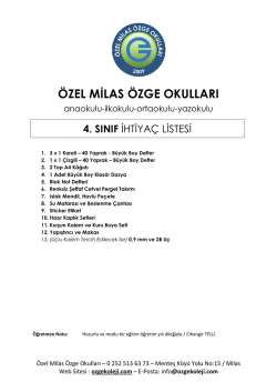 4. Sınıf İhtica&ccedil; Listesi - &Ouml;zel Milas &Ouml;zge Okulları
