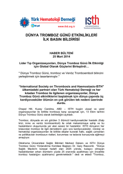 dünya tromboz günü etkinlikleri ilk basın bildirisi