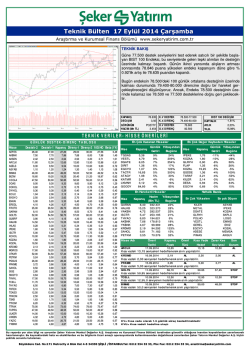 Teknik B&uuml;lten 17 Eyl&uuml;l 2014 &Ccedil;arşamba