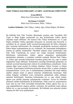 ESKİ T&Uuml;RK&Ccedil;E KELİMELERİN ATABEY AĞZINDAKİ G&Ouml;R&Uuml;N&Uuml;M&Uuml;