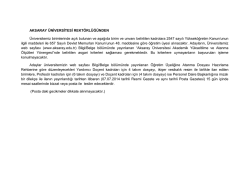 AKSARAY &Uuml;NİVERSİTESİ REKT&Ouml;RL&Uuml;Ğ&Uuml;NDEN