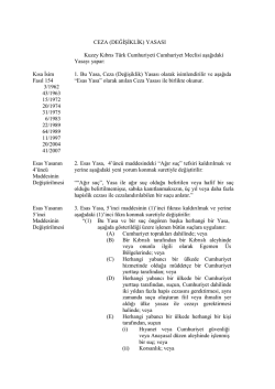 CEZA (DEĞİŞİKLİK) YASASI Kuzey Kıbrıs Türk Cumhuriyeti