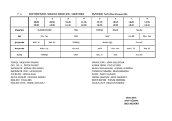 7-A Sınıfı Ders Programı
