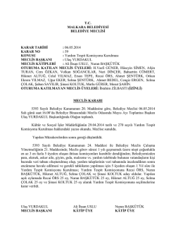 Karar No - 59 : Yardım Tespit Komisyonu Kurulması