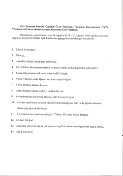 İstenilen Belgeler - Y&uuml;z&uuml;nc&uuml; Yıl &Uuml;niversitesi