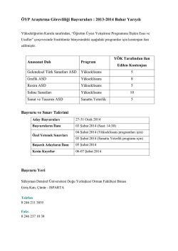 ÖYP Araştırma Görevliliği Başvuruları : 2013