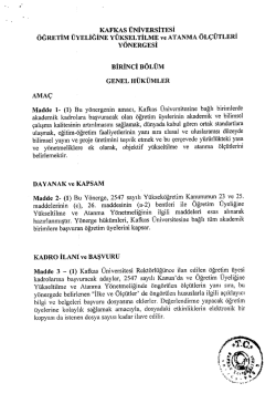 &ouml;ğretim &uuml;yesi kadrolarına başvuru ve atanma