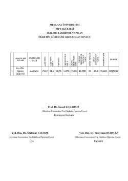 Prof. Dr. İsmail ZARARSIZ Komisyon Başkanı Yrd. Do&ccedil;. Dr. Mahinur
