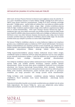 ortaklıktan &ccedil;ıkarma ve satma hakları tebliği